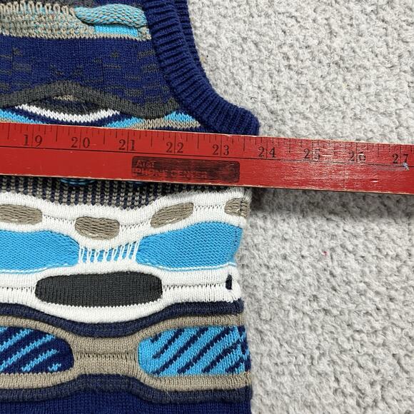 Vintage Sweater Women XL Blue 3D Textured Chunky Knit Colorful Coogi Style Cosby - Picture 10 of 12